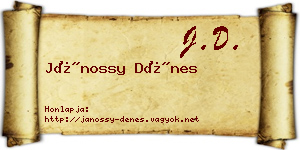 Jánossy Dénes névjegykártya